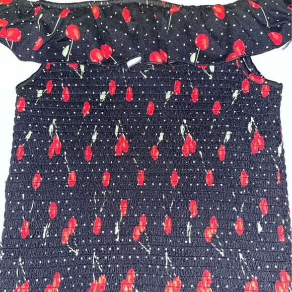 Almost Famous On / Off Shoulder Cherry Print Top, Medium - Picture 9 of 10